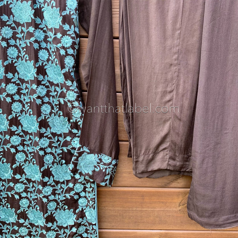 Areeba Saleem Original Black Blue Embroidered Suit