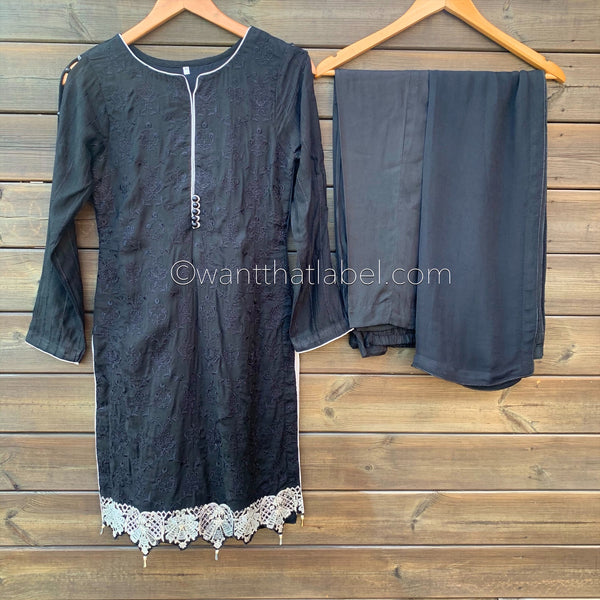 Areeba Saleem Original Black and White Embroidered Suit