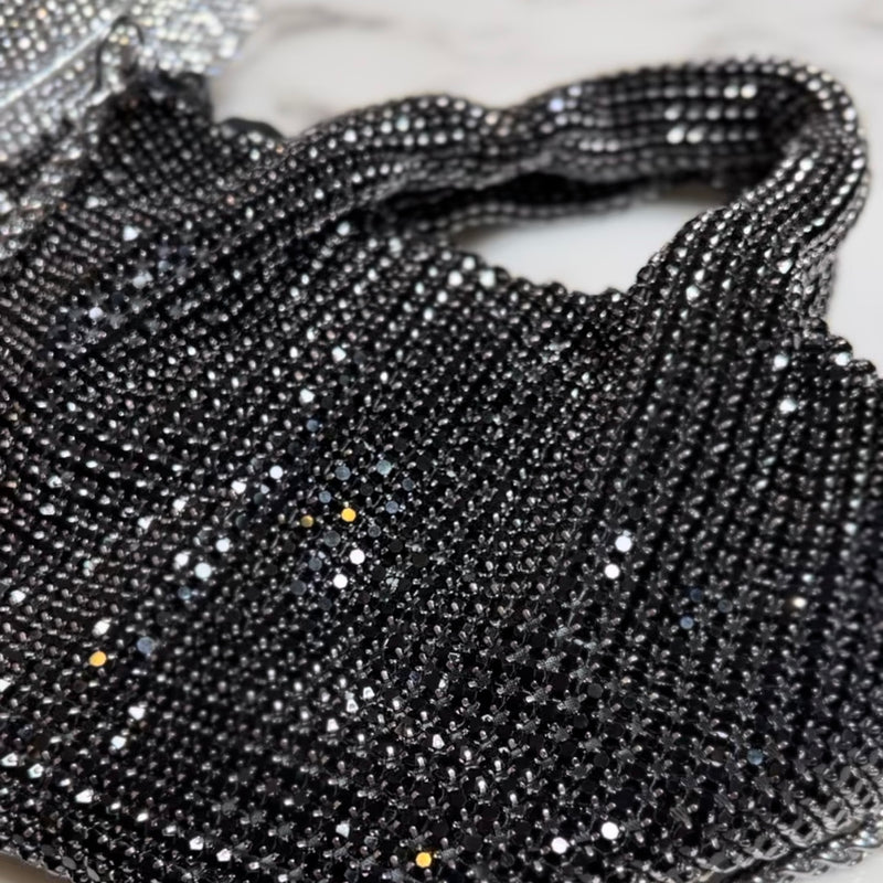 Black Diamante Grab Sack Bag