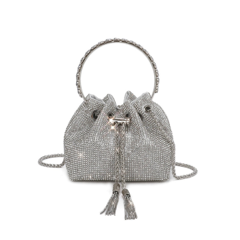 Silver Diamante Chain Strap Potli Pounch Bag